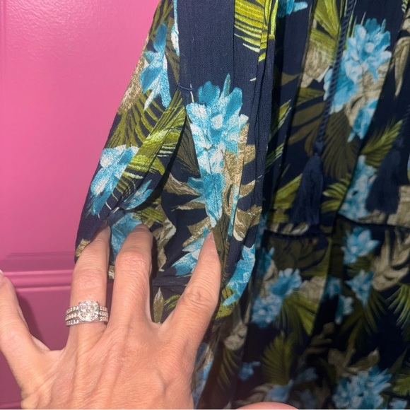 100% Cotton Blair Floral Maxi Dress - Blue, Green size XL - Picture 6 of 10